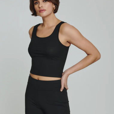 7Diamonds Core Ribbed Crop Tank Black