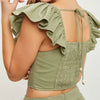 Mustard Seed pale Olive cropped top