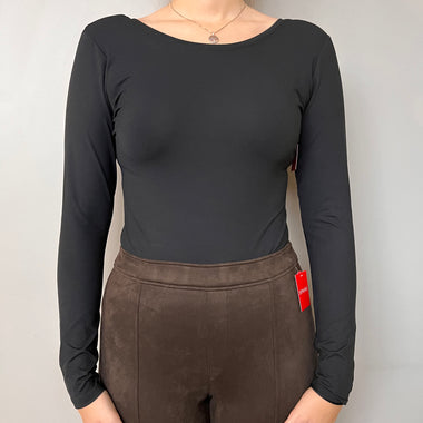 Spanx Black Scoop Long Sleeve Bodysuit