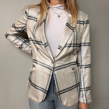 Insight Metallic Silver Plaid